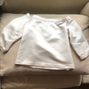 Tibi satin puff sleeve off shoulder blouse